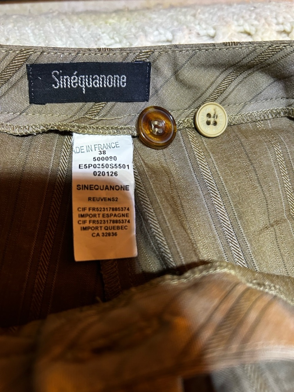 Sinéquanone Paris Pinstripe Wide-Leg flare Dress Pants in Olive Brown Size 6 - Picture 7 of 9